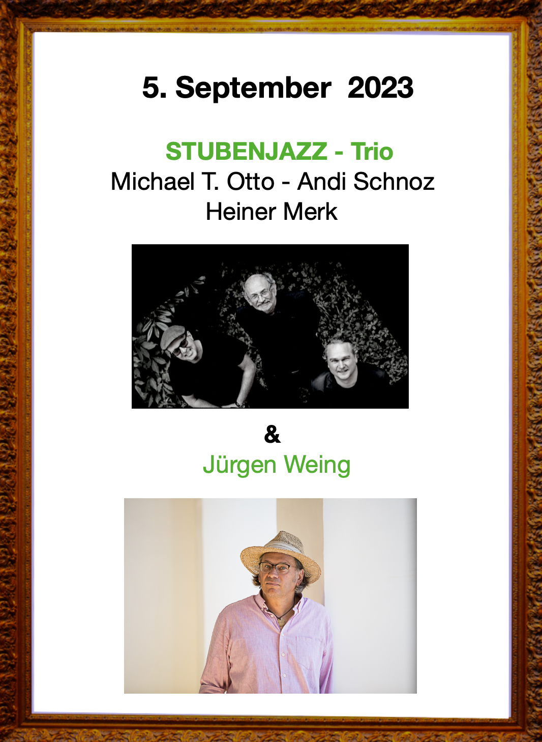 Veranstaltung 5. September - Stubenjazz-Trio